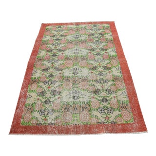 1970s Turkish Floral Handmade Rug For Sale