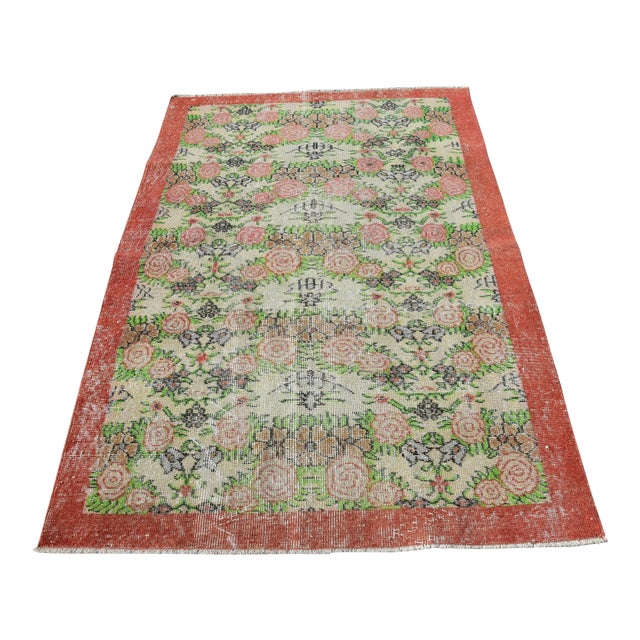 1970s Turkish Floral Handmade Rug For Sale