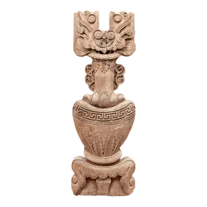 Antique Ornate Chinese Wood Carved Vase Form Architectural Element