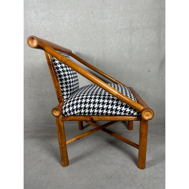 Wood Vintage Bamboe Houndstooth Armchair For Sale - Image 7 of 10