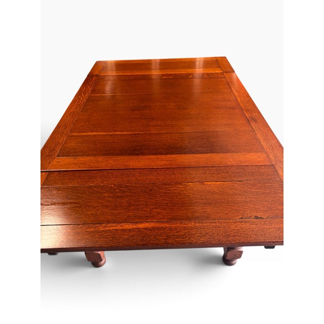 1930s Solid Oak Barley Twist Draw-Leaf Dining Table – Excellent Condition For Sale In Houston - Image 6 of 11