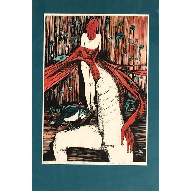 Hand-Colored Abstract Block Prints in Acrylic Frame by Beato P. Set of 4 For Sale In Los Angeles - Image 6 of 7