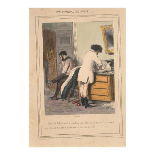 Les Étudians de Paris - Original Lithograph by Paul Gavarni - 1847 1847 For Sale