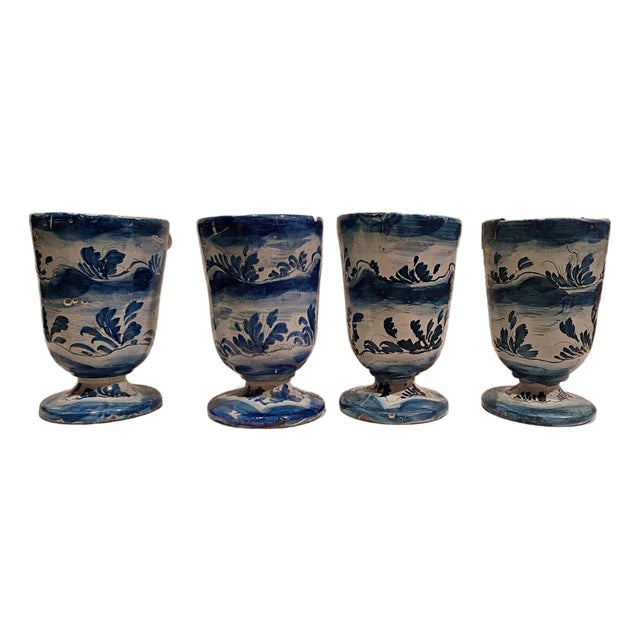 Savona Ceramic Chalices, 1700s, Set of 4 For Sale