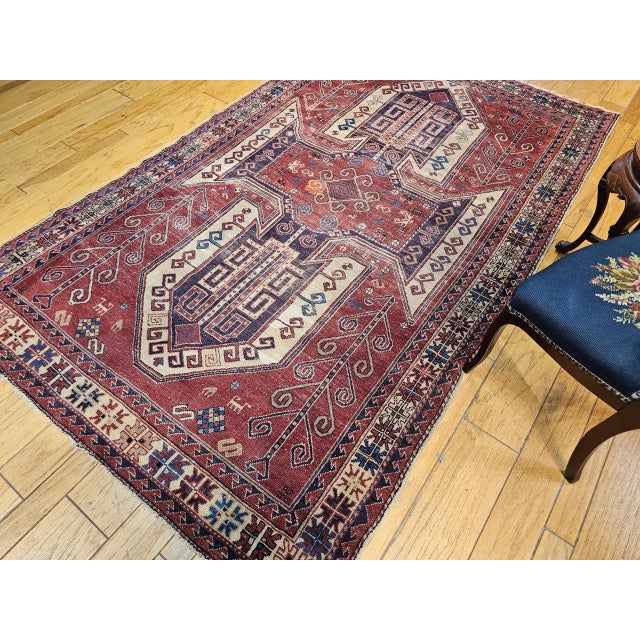 Antique Caucasian Kazak Sevan Area Rug, Handwoven Wool, Geometric Design, 1900s, 6' x 9' For Sale - Image 4 of 17