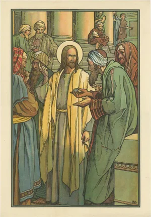 Antique Religion Illustration of the Tribute Money, 1913, Print
