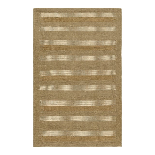 Rug & Kilim’s Scandinavian Rug with Beige and Taupe Geometric Stripes - 9x12 For Sale