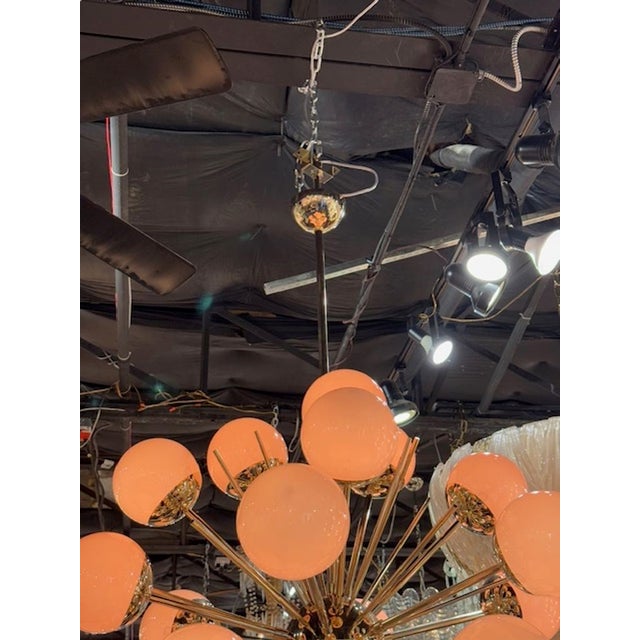 Early 21st Century Modern Pink Murano Glass and Brass Sputnik Chandelier For Sale - Image 5 of 6