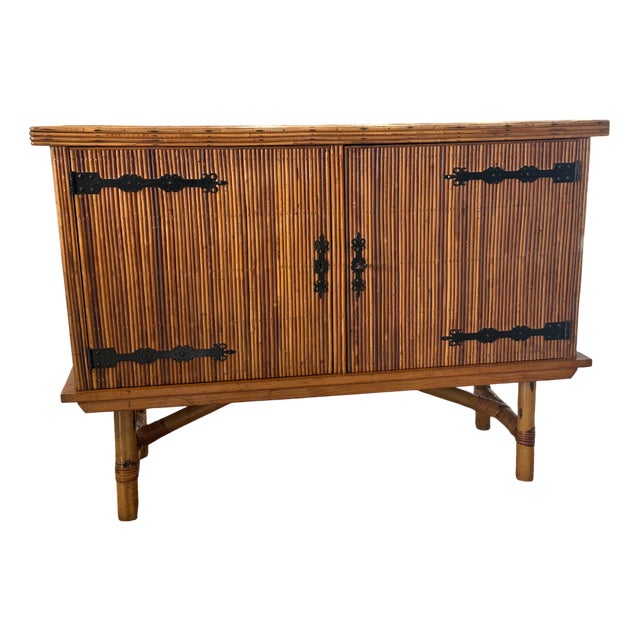 Rattan Sideboard by Adrien Audoux & Frida Minet, 1950s For Sale