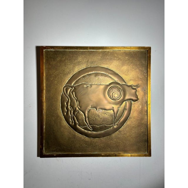 Brass Etched Bull, 1970s For Sale - Image 5 of 5