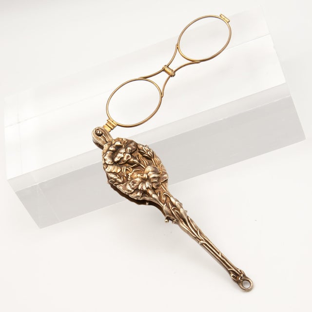 1900 - 1909 1900 - 1909 Antique Unger Brothers Art Nouveau Silver Vermeil Lorgnette Glasses For Sale - Image 5 of 18