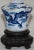 Blue and White Asian Ceramic Art Piece With Wooden Stand For Sale - Image 4 of 12