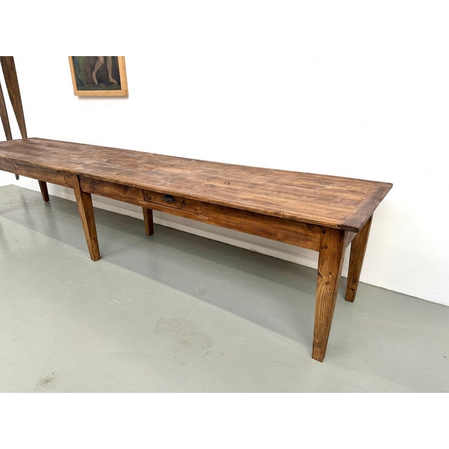 Brown Vintage Farmhouse Table in Pine, 1950s For Sale - Image 8 of 18