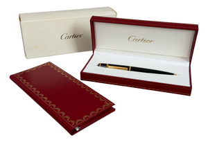 Vintage Diabolo Pen Black Lacquer Gold with Box Ref by Must De Cartier, 1990
