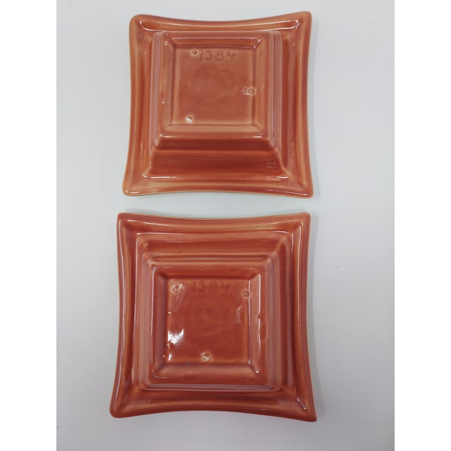 Red Wing Pottery Pair of Square Celadon Green and Terra Cotta Candle Holders Mid Century Modern For Sale In New York - Image 6 of 6