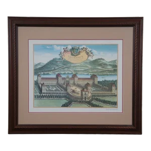 Vintage Italian Joan Blaeu Valentinum View of Valentino Castle Print 24"