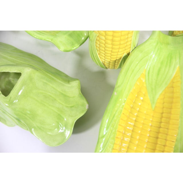 1970’s Vintage Ceramic Corn on the Cob Dishes With Salt and Pepper Shakers - 8 Pieces For Sale - Image 11 of 12