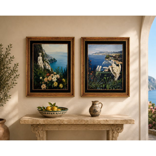 Alfredo Santini, Costiera Amalfitana, 1990s, Oil Painting on Canvas, Framed For Sale - Image 10 of 11
