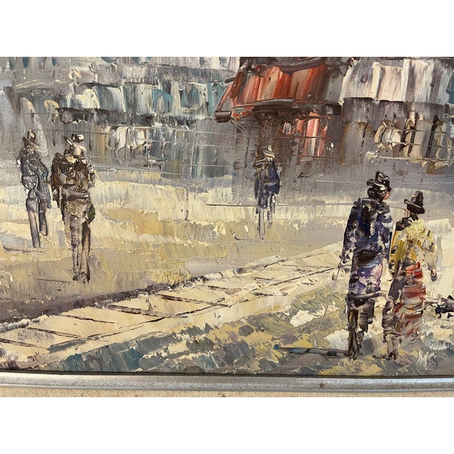 Blue Large Caroline Burnett (1877-1950) Impressionist Paris Cityscape Oil Painting For Sale - Image 8 of 12