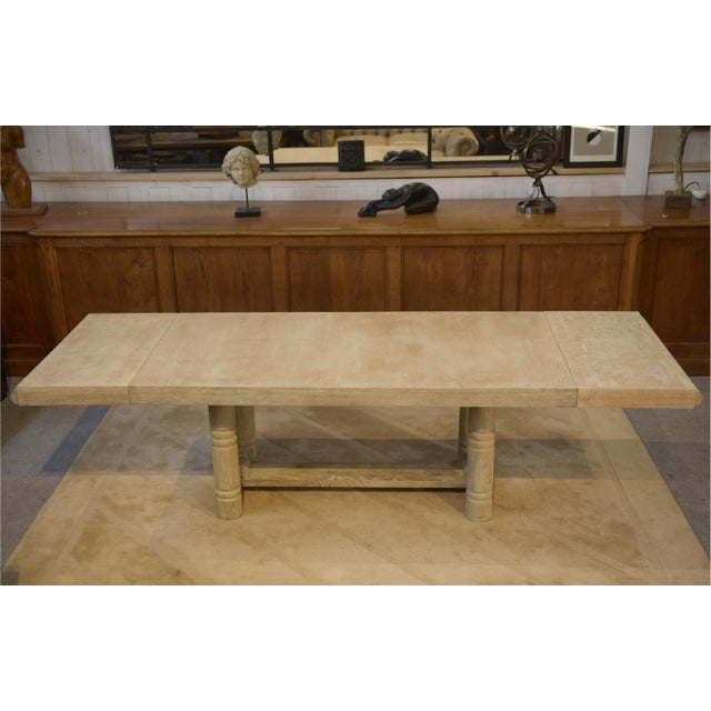 Art Deco Table in Limed Oak in the style of Jean-Charles Moreux, 1940s For Sale - Image 3 of 15
