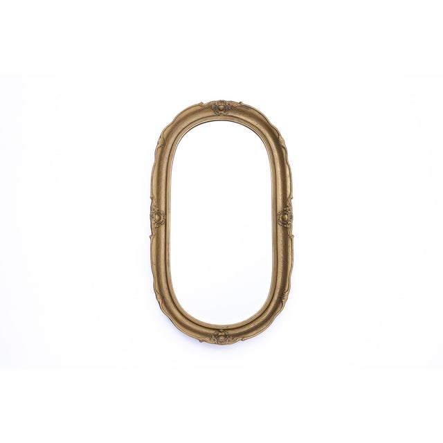 Oval Mirror in Gilt Frame, Poland, 1950s For Sale - Image 3 of 7