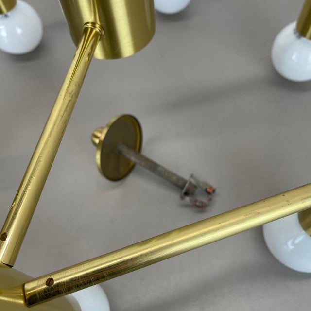 Italian Space Age Brass Ceiling Sconce in the style of Stilnovo, Italy, 1970s For Sale - Image 15 of 18