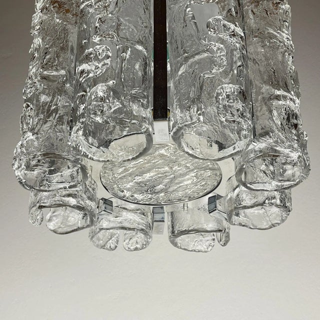 Vintage Ice Murano Glass Chandelier from AV Mazzega, Italy, 1970s For Sale - Image 11 of 18