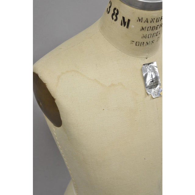 Cream Vintage Modern Model Forms Dress Form Model 1987 Sz 38m on Cast Iron Base Stand For Sale - Image 8 of 16