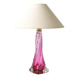 Mid-Century Cranberry Glass Table Lamp from Val Saint Lambert For Sale