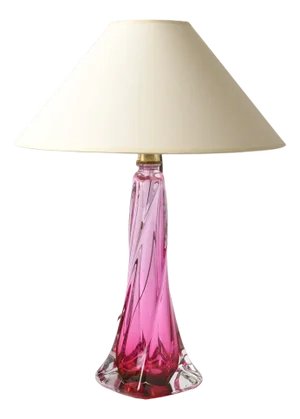 Mid-Century Cranberry Glass Table Lamp from Val Saint Lambert