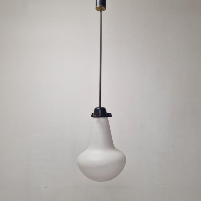 Mid-Century Pendant in Milk Glass and Brass from Stilnovo, Italy, 1960s For Sale - Image 11 of 11