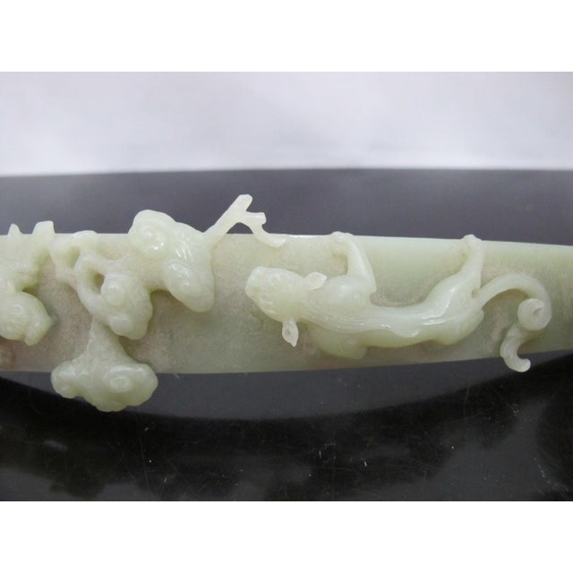 Jade Chinese Carved Jade Ruyi Scepter With 2 Dragons on Custom Stand For Sale - Image 8 of 14