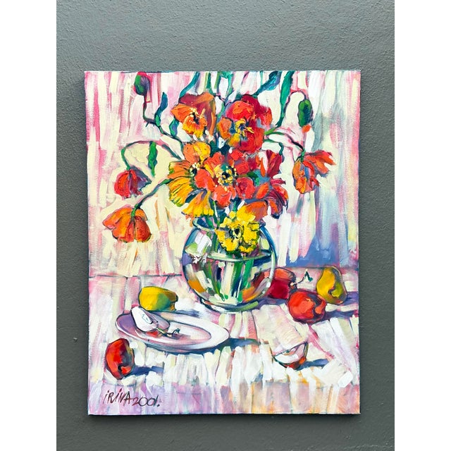 This vibrant original oil painting, signed and dated "Irina 2001," is a masterwork of contemporary impressionism that...