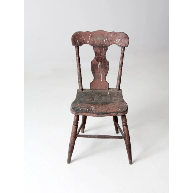 Farmhouse Antique Rustic Fiddleback Chair For Sale - Image 3 of 11