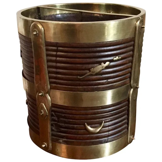 Antique 19th Century Anglo Indian Brass & Carved Wood Bucket For Sale - Image 11 of 11