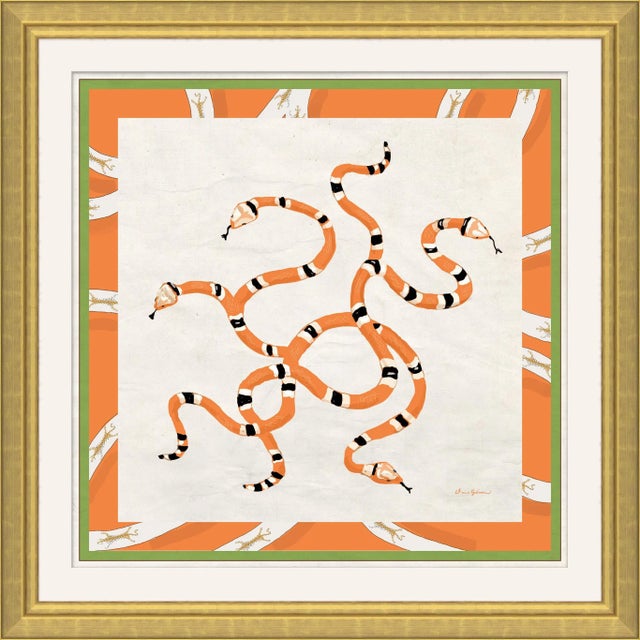 Boa Foulardin in Orange By Dana Gibson, Framed Art Print For Sale