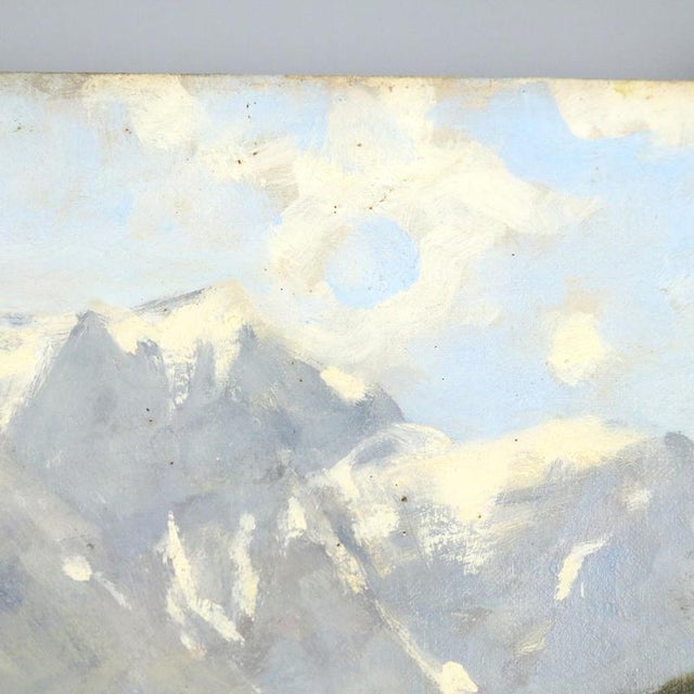 Eugenio Spreafico, Alpine View with Cows, Oil Canvas For Sale - Image 5 of 9