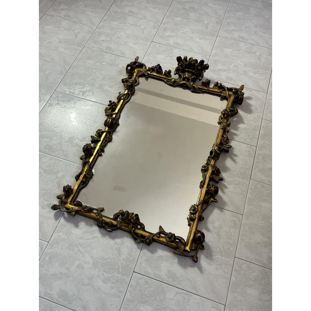 French Carved Gilt Wood Wall Mirror, 1930s For Sale - Image 10 of 12