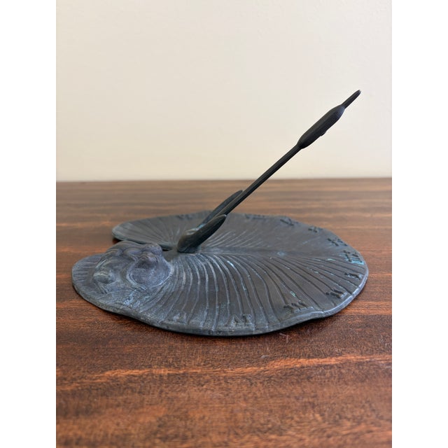 Vintage English Country Iron Garden Sundial With Frog on a Lily Pad For Sale In South Bend - Image 6 of 7