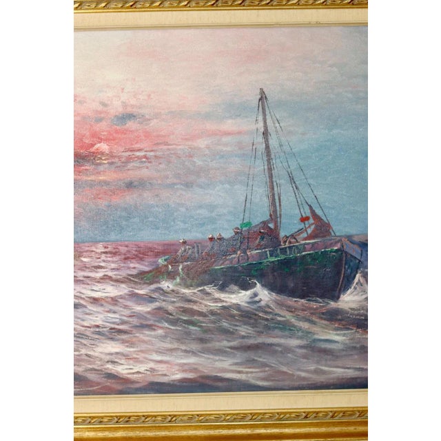 Johan Ossian Andersson, Sailing at Sunset, 1950s, Oil on Canvas, Framed For Sale - Image 4 of 11
