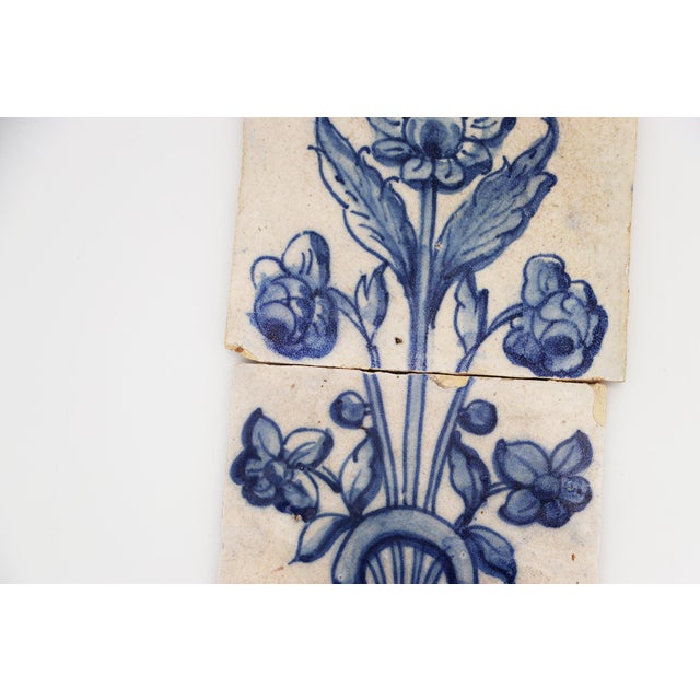Baroque 18th Century Baroque Set of Three Tiles Depicting a Flower Vase For Sale - Image 3 of 11
