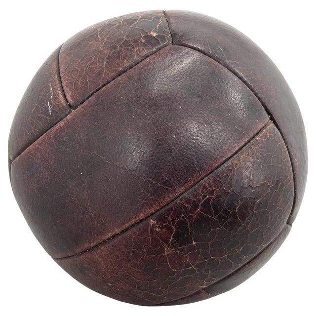 Vintage Mahogany Leather Medicine Ball, 1930s For Sale - Image 10 of 10
