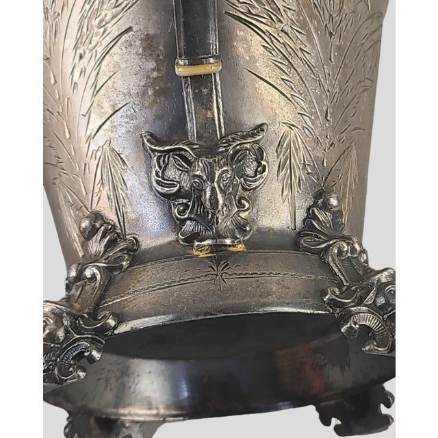 Antique Victorian Aesthetic Figural Hand-Engraved Silver Triple Plate Webster Tea Pot For Sale - Image 4 of 12