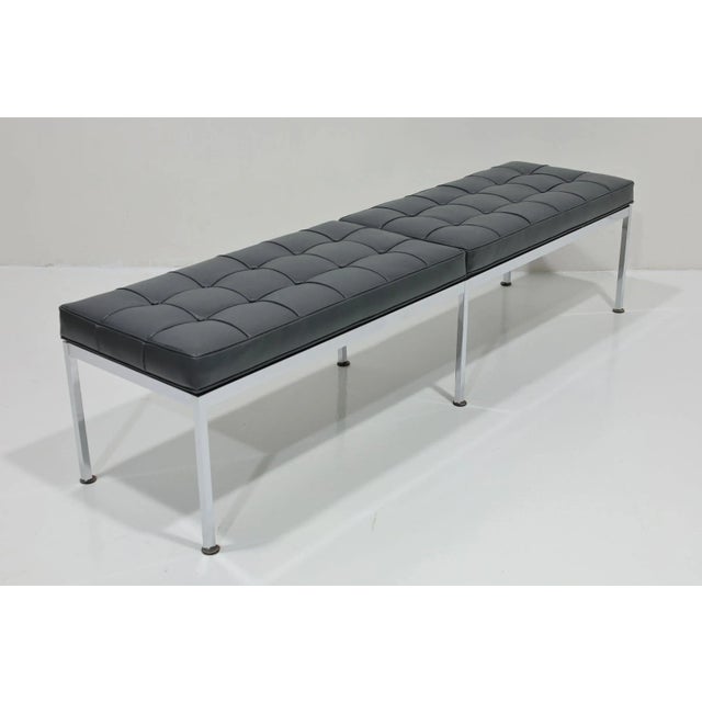 Metal Mid 20th Century Florence Knoll Bench in Holly Hunt Leather For Sale - Image 7 of 11