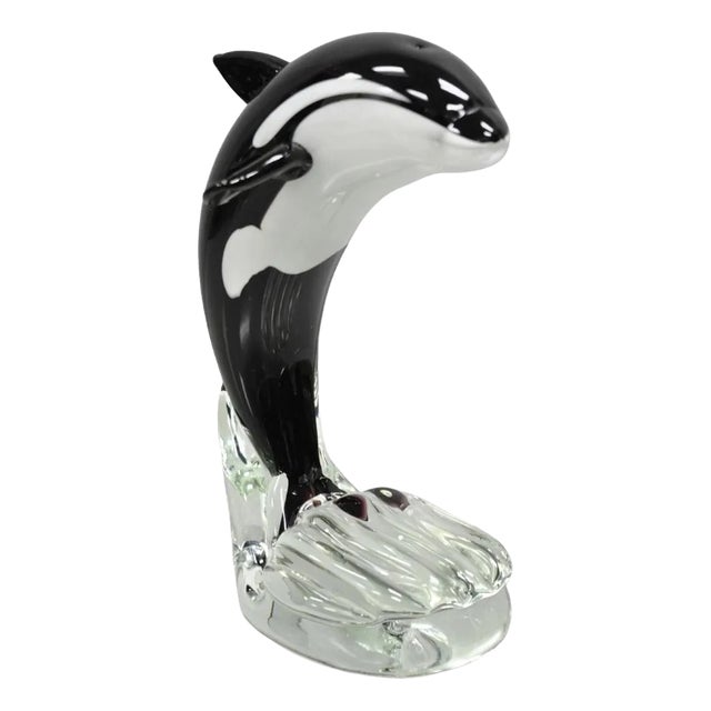 Late 20th Century Vinci by Dynasty Glass Modern Orca Killer Whale Sculpture For Sale