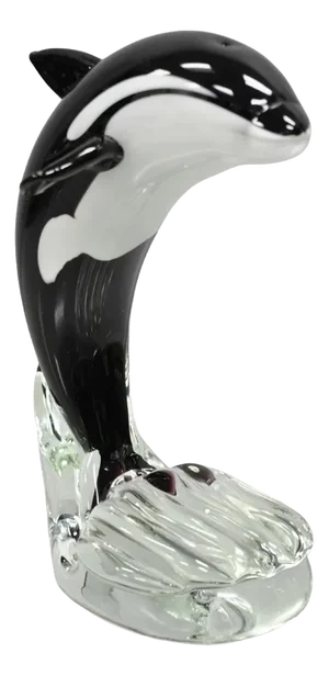 Late 20th Century Vinci by Dynasty Glass Modern Orca Killer Whale Sculpture