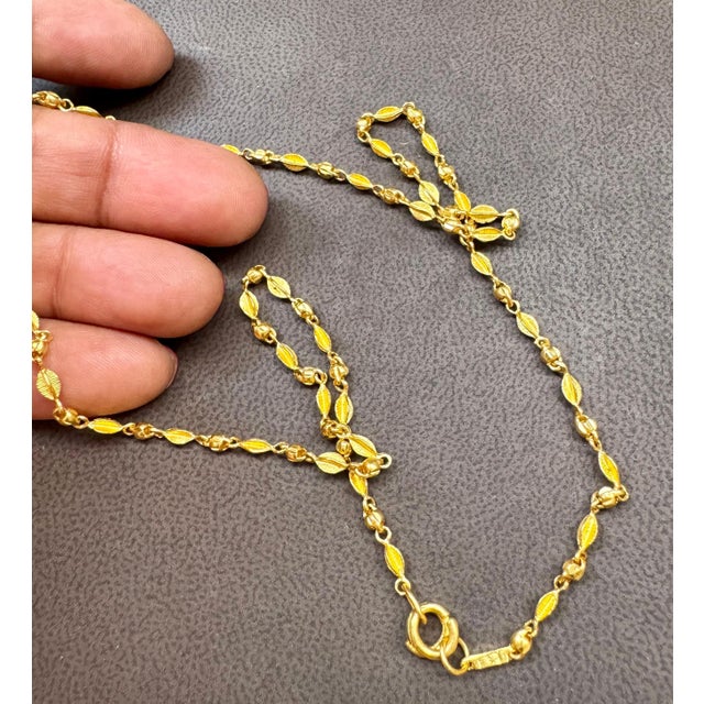 Modern 24 Karat Pure Gold Hand Made Yellow Gold Bead Necklace, 13 Gm, 18 Inch For Sale - Image 3 of 8