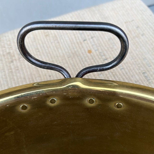 A Antique Brass Pan With Wrought Iron Handles, Circa 1860’s For Sale - Image 6 of 12
