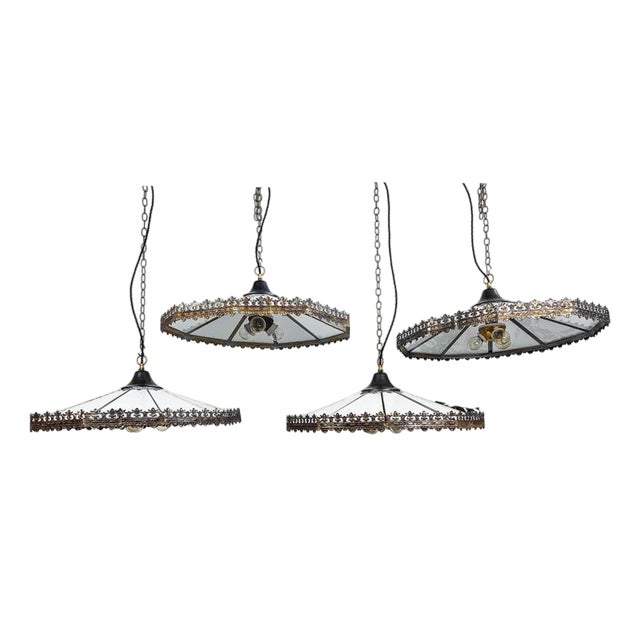 Antique Dutch Opaline Electrified Church Pendant Light For Sale