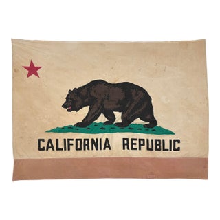 Large Vintage Cotton California Republic Bear Flag For Sale